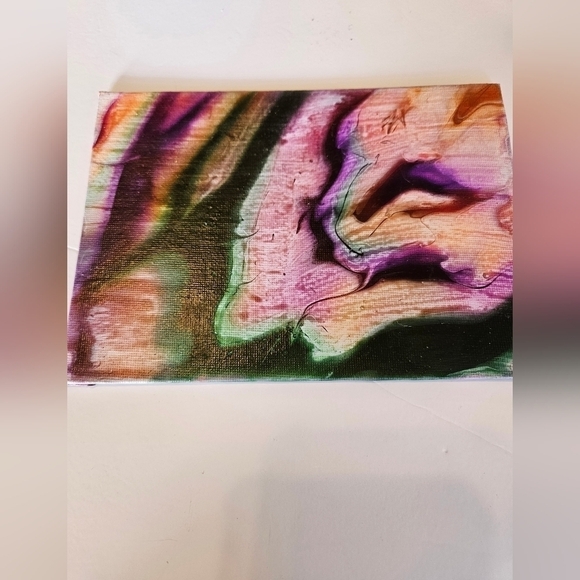 Hand Crafted acrylic pour fluid artwork abstract painting wall decor Upcycled - Picture 8 of 17